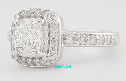 Helzberg Cushion Brilliant Diamond Halo Engagement Ring 1.46 ct 14k White Gold