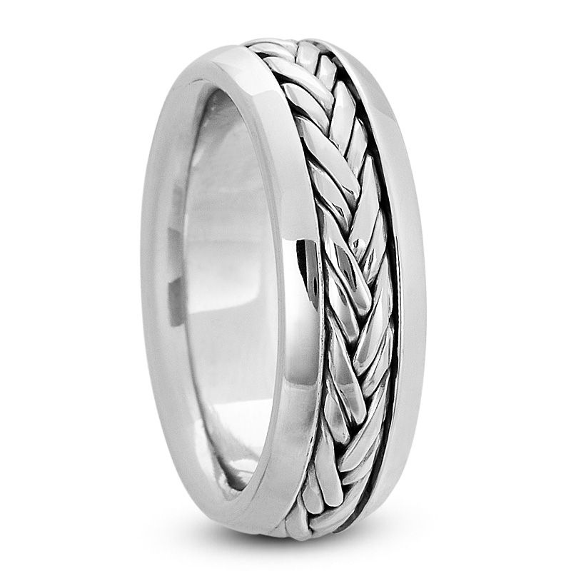 Ladies 14KT White Gold Platinum Traditional Wedding Band HM154