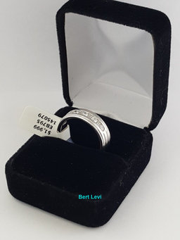 Round & Baguette Cut Diamond 0.75 ct 14K White Gold Wedding Band Ring 7 mm 9.8g