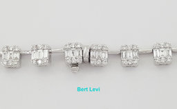 Baguette Round Diamond Graduated Tennis Necklace 7.8 ct 18K White Gold Rtl $30K