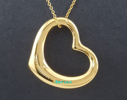 Tiffany & Co Elsa Peretti  Open Heart Pendant 18K Yellow Gold 18" 27.6mm