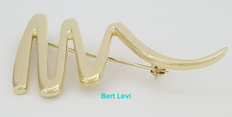 Tiffany & Co Paloma Picasso 18K Yellow Gold Zig-Zag Squiggle Pin Brooch 1.77"