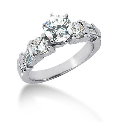 Ladies 14KT White Gold Platinum Fancy Engagement Set ENS626-A