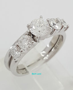 The LEO Round Diamond Engagement Ring & Band Set 14K White Gold 1.33 ct