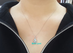 Aquamarine & Diamond Halo Pendant Necklace 10K White Gold