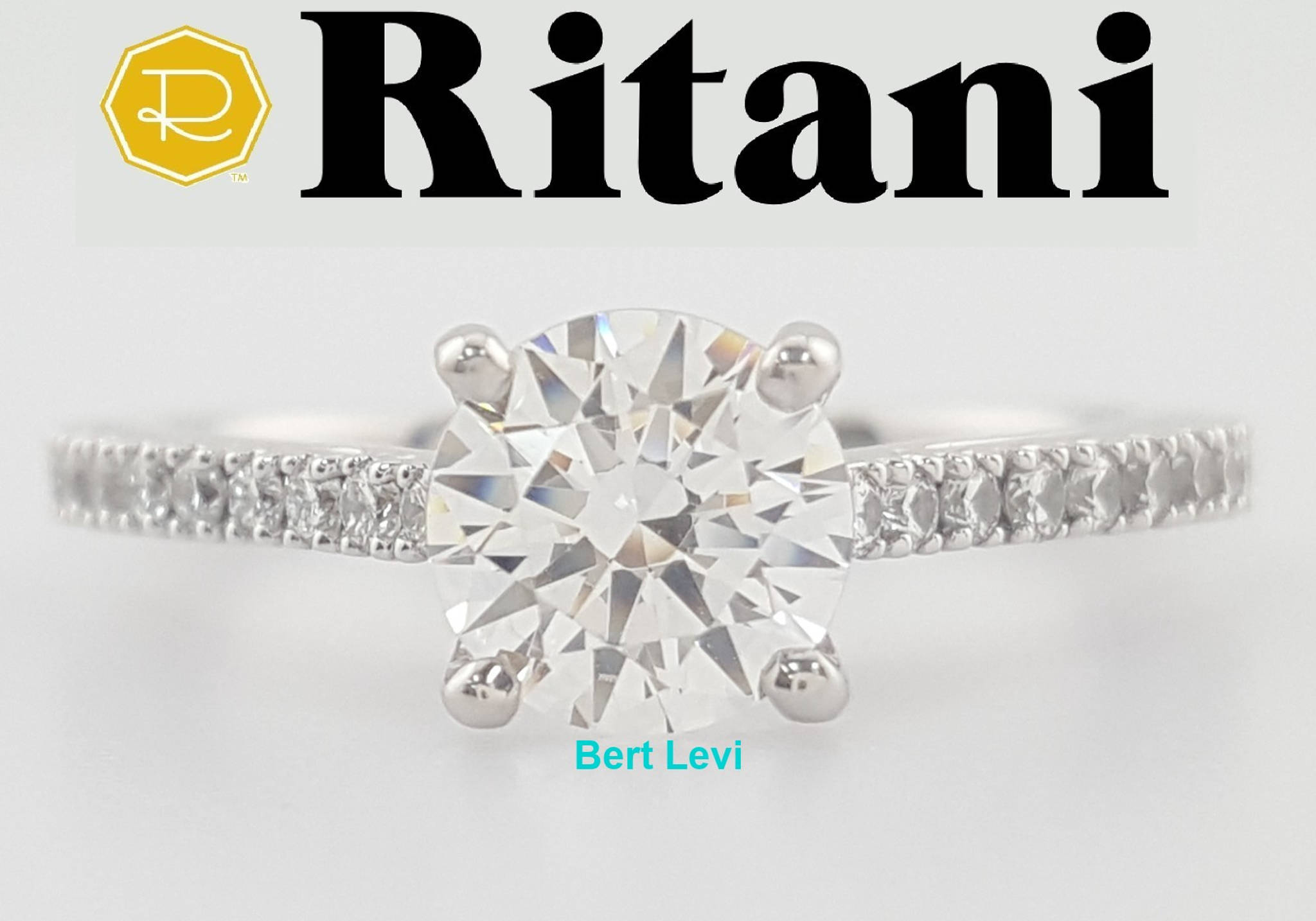 Ritani 1RZ2498 Semi-Mount Diamond Engagement Ring 0.24ct 14k White Gold Rt $1666
