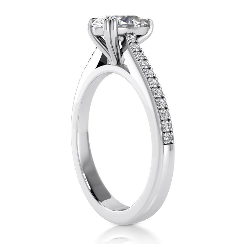 Thumbnail: Ladies 14KT White Gold Platinum Fancy Engagement Ring ENR9497-10X7