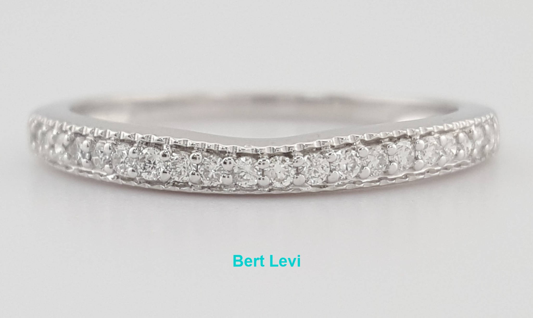 Round Diamond Milgrain Curve Wedding Band Ring 0.2 ct 2.5mm 14k White Gold