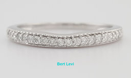 Round Diamond Milgrain Curve Wedding Band Ring 0.2 ct 2.5mm 14k White Gold