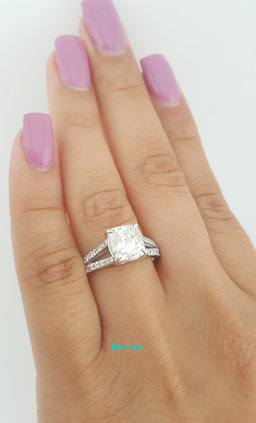 Cushion Brilliant Cut Diamond Split Shank Engagement Ring 2.52 ct Plat Rtl $35K