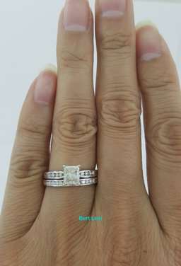 1.33 ct 14K White Gold Princess Diamond Engagement Ring Wedding Set Rtl $7000