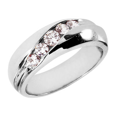 Ladies 14KT White Gold Platinum Round Diamond Wedding Band Set WBS119-G