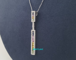 Le Vian LeVian Multicolored Rainbow Sapphires Diamond Necklace 1.83 ct 14K Gold