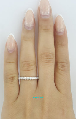 Half Circle Round Diamond Shared Prong Wedding Band 0.5 ct 14k White Gold 2.2 mm