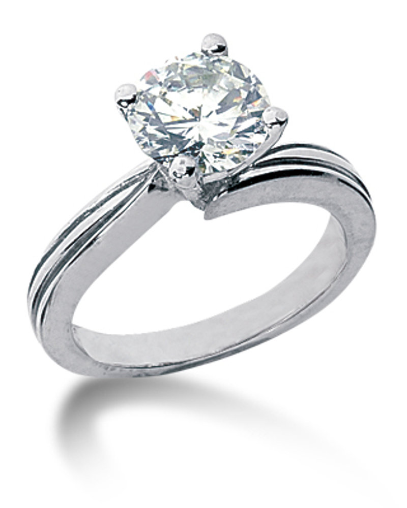 Ladies 14KT White Gold Platinum Solitaires Engagement Ring ENR6677