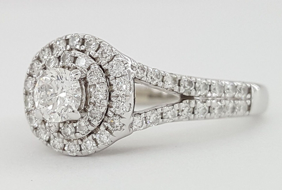 Thumbnail: Tolkowsky Double Halo Diamond Split-Shank Engagement Ring 1ct 14k W Gold Rtl $4k