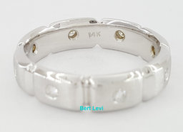Men's 14k White Gold 0.32 ct Round Cut Diamond Eternity Wedding Band Ring 6 mm