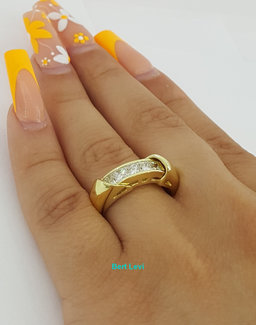 Channel Set Princess Cut 5-Stone Wedding Band Ring 5.6mm 0.85 ct 18K Yellow Gold