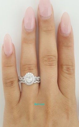 Neil Lane Oval Diamond Double Halo Engagement Ring & Band Set 1.38 ct Rtl $5.7K