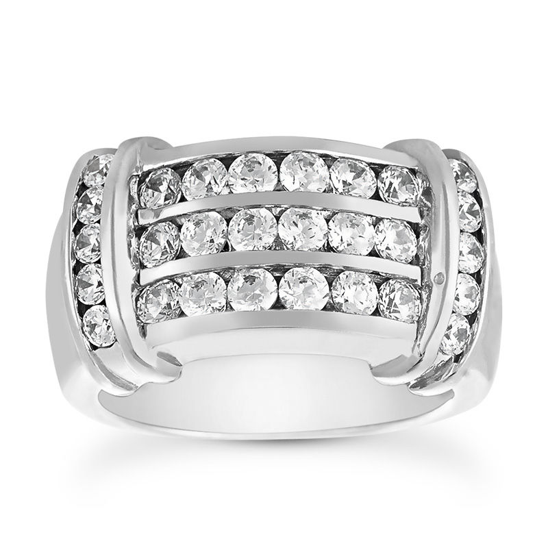 Ladies 14KT White Gold Platinum Diamond Wedding Band WB1690