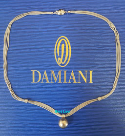 Damiani South Sea Pearl Diamond Necklace 0.21 ct 18K White Gold 21.9 Gr 17" Long