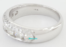 Channel Set & Pave Round Diamond Wedding Band 14k White Gold 1.42 ct 6.2 mm