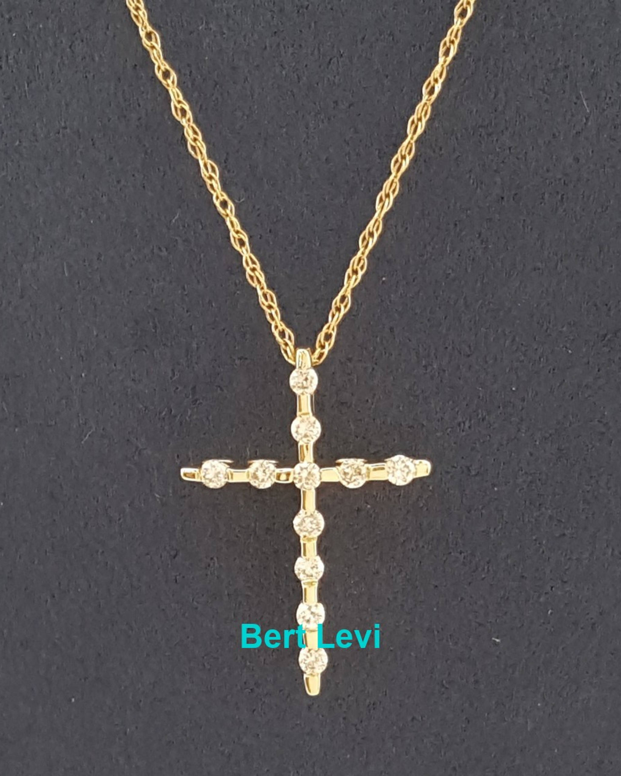 Diamond Cross Necklace 0.13 ct 1.5 grams 14k Yellow Gold 19"