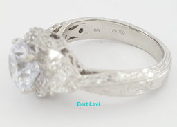 Three-Stone Trillion Diamond Semi-Mount Engagement Ring Platinum CZ & 0.75 ct