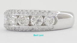 Channel Set & Pave Round Diamond Wedding Band 14k White Gold 1.42 ct 6.2 mm