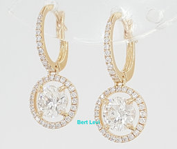 De Beers Aura Diamond Halo Dangle Earrings 1.22 ct 18K Rose Gold Retail $10K