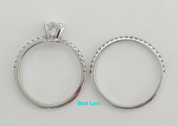 Round Cut Diamond Engagement Ring Set 0.97 ct 14K White Gold H/VS1 GIA