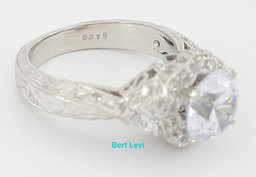 Three-Stone Trillion Diamond Semi-Mount Engagement Ring Platinum CZ & 0.75 ct