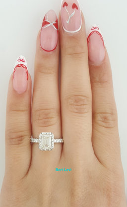 Emerald Cut Diamond Halo Engagement Ring 1.42 ct 14K White Gold Retail $7,995