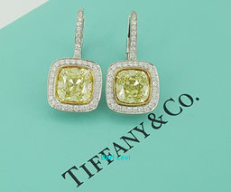 Tiffany & Co. Fancy Intense Yellow Cushion 4.32 ct Halo Dangle Earrings $140K