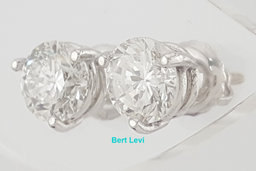 Natural Round Brilliant Cut Diamond Stud Earrings 1.52 ct 14k W Gold Retail $8K