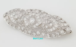 Antique Art Deco Old European Diamond Pin Brooch 2 ct Platinum & 14K 2.1"