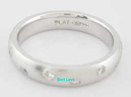 Flush Set Diamond Wedding Band Ring 0.28 ct Brushed 4.3 mm Platinum Retail $2795