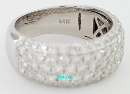 Diamond 5-Row Pave Half Circle Wedding Band Ring 1.9 ct 14K White Gold