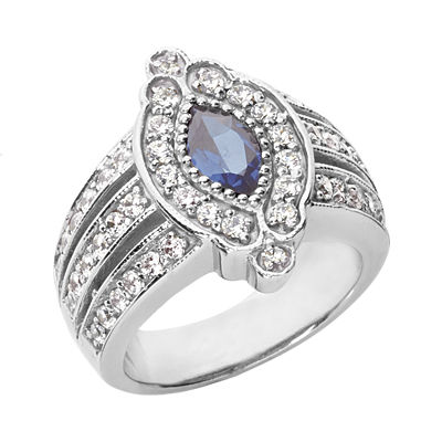 Ladies 14KT White Gold Platinum Pear,Marquise Diamond Color Stone Ring CSR1072