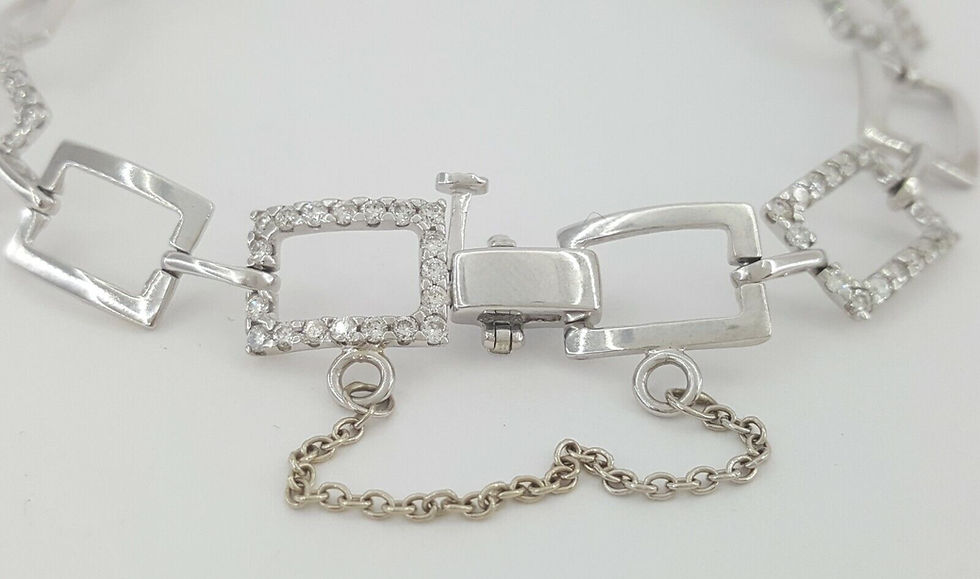 Thumbnail: Round Cut Diamond Square Box Tennis Bracelet 8.8 Grams 7" 1.62 ct 14K White Gold
