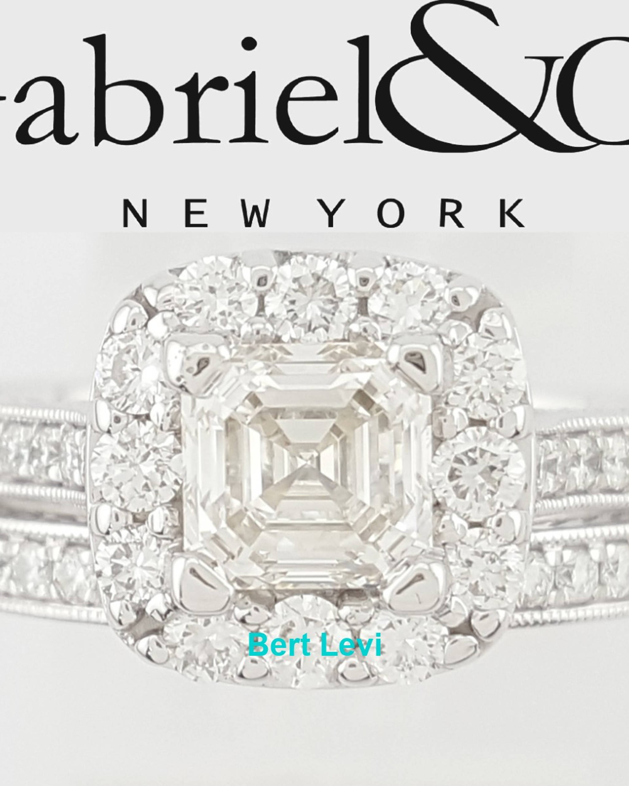 Gabriel & Co Asscher Cut Diamond Engagement Ring Set 2.11 ct 14k White Gold $12K