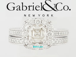 Gabriel & Co Asscher Cut Diamond Engagement Ring Set 2.11 ct 14k White Gold $12K