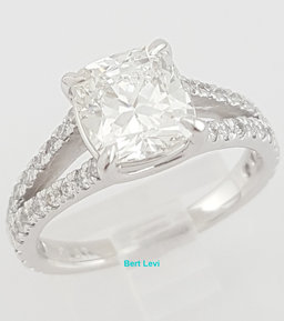 Cushion Brilliant Cut Diamond Split Shank Engagement Ring 2.52 ct Plat Rtl $35K