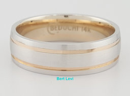 Men's 14k White Rose Gold Wedding Band Ring 6.5 mm 7.8 Grams Size 10