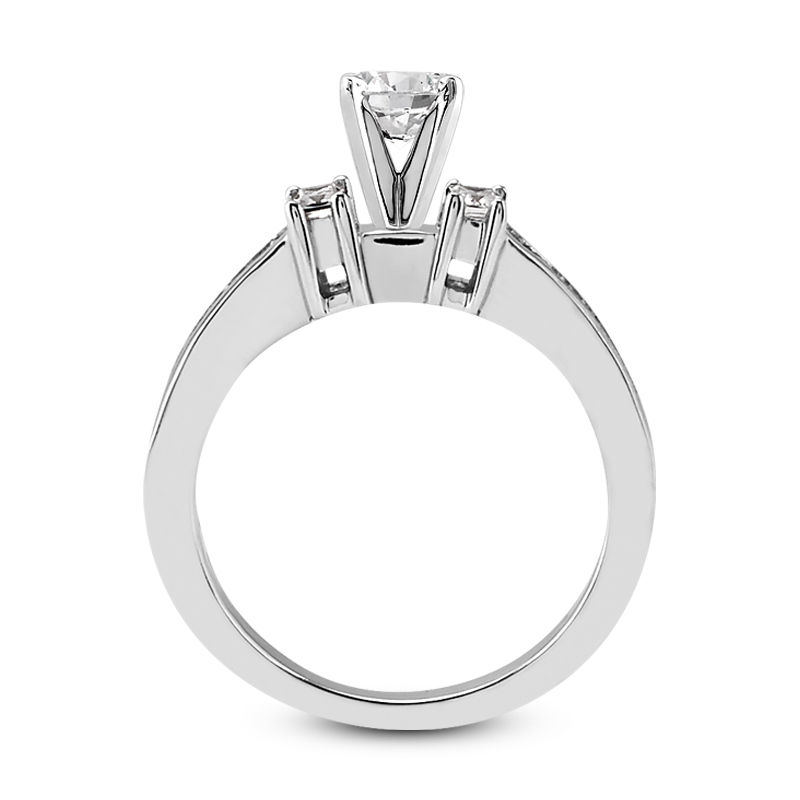 Thumbnail: Ladies 14KT White Gold Platinum Three Stones Engagement Ring ENR6743