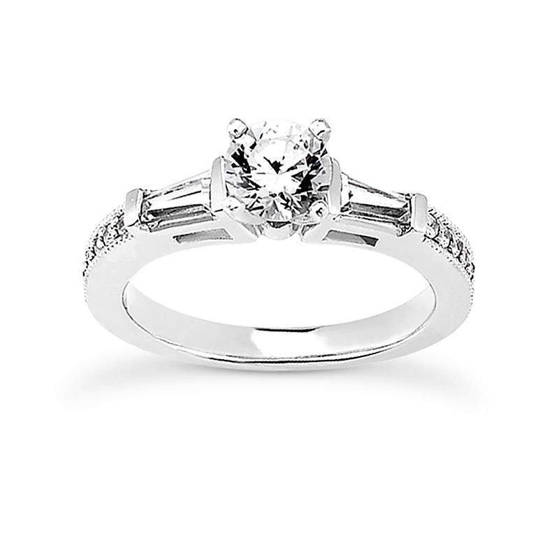 Ladies 14KT White Gold Platinum Tailored Engagement Set ENS1099-A