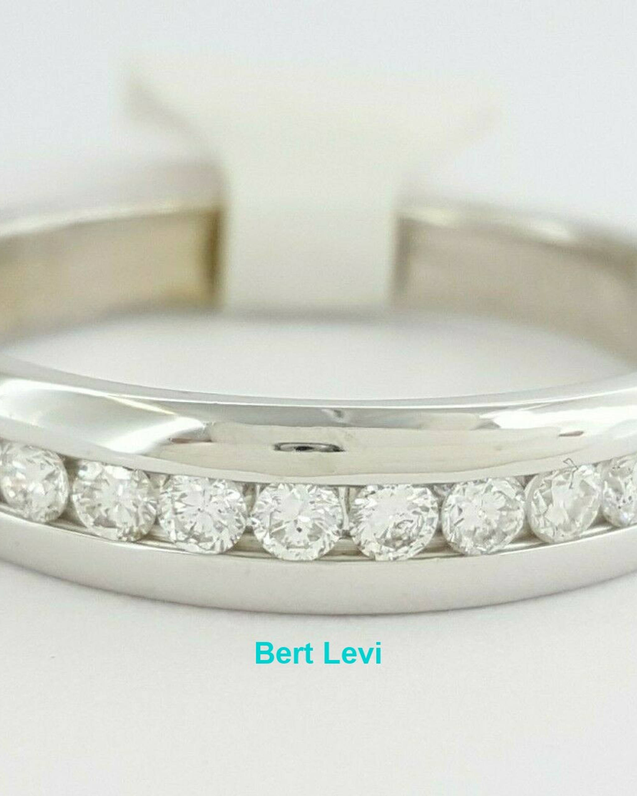 0.33 ct 14K White Gold Round Cut Diamond Channel Set Wedding Band Ring 5mm