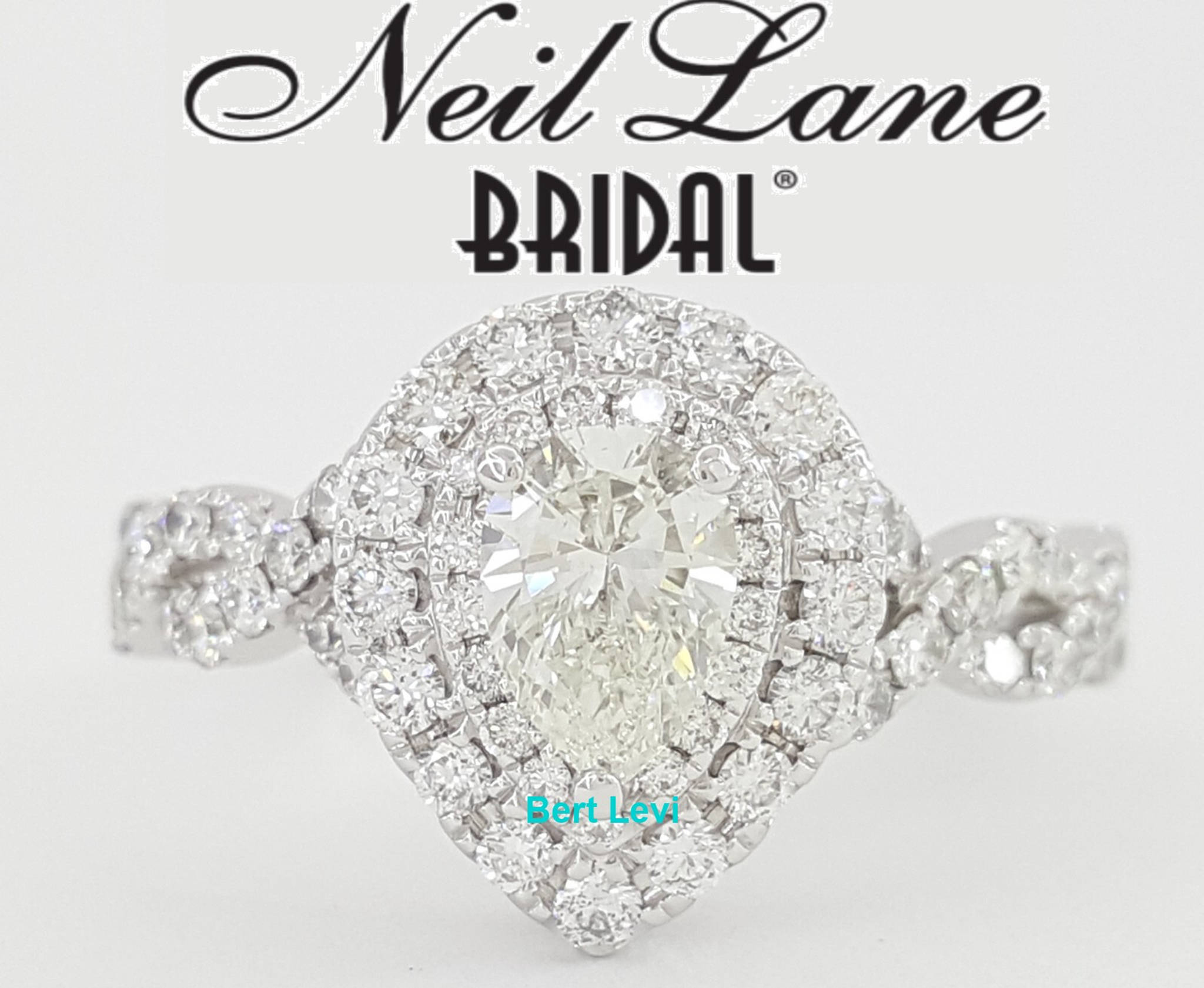 Neil Lane Pear Diamond Halo Crossover Engagement Ring 1.14 ct 14k Rtl $4.3k