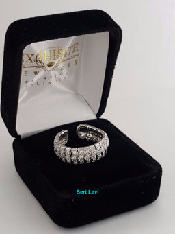 Round Brilliant Diamond Flexible Wedding Band Statement Ring 1 ct 18K White Gold