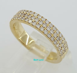 0.57 ct 3 Three Row Diamond Pave Half Circle Wedding Anniv. Ring 14k Gold Sz 6